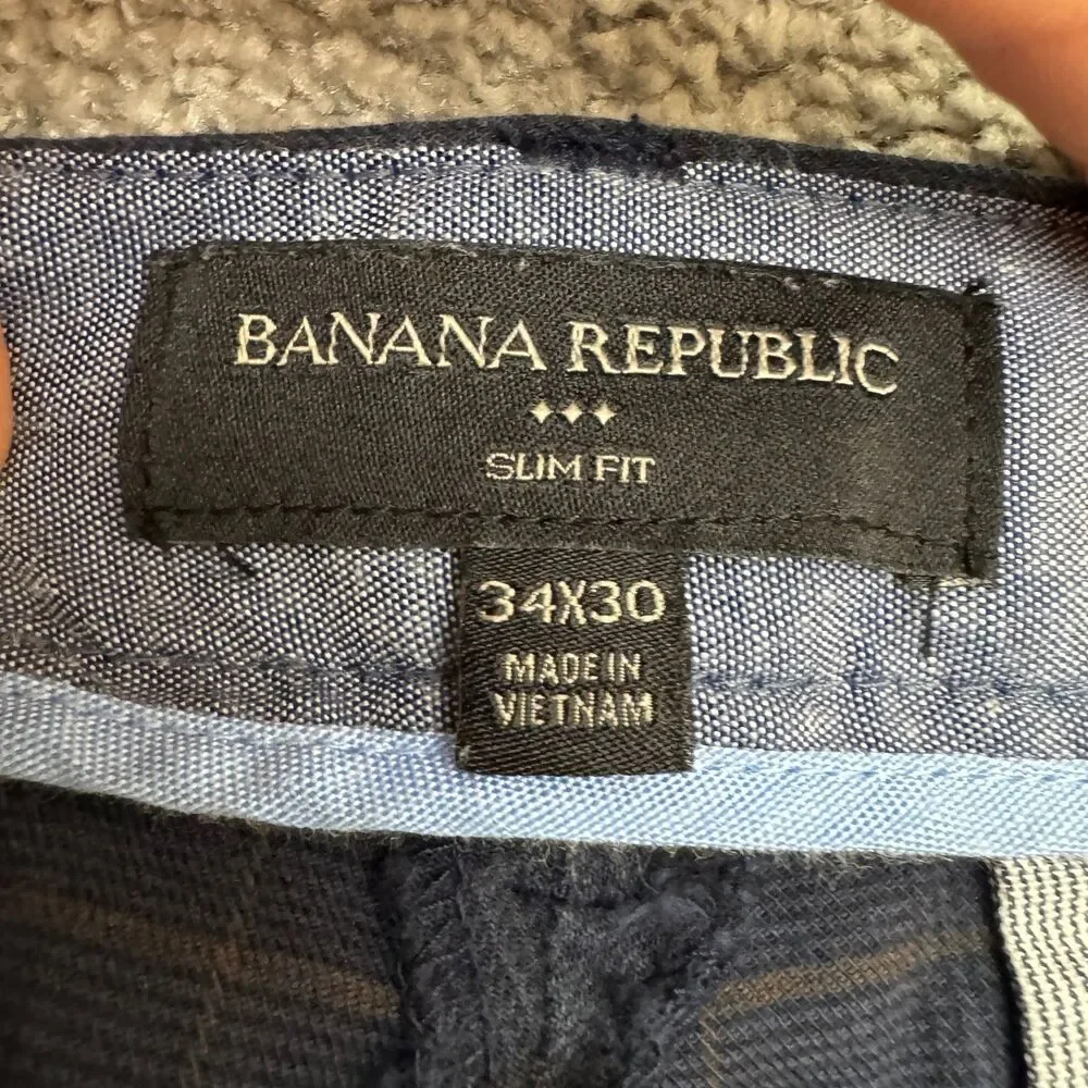 Banana Republic Slim Fit Straight Chino Pants Men 31x30 Khaki Brown Plaid Cotton